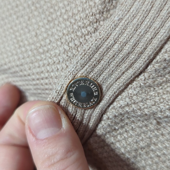 White House Black Market Modal Tan Knit Cardigan Sweater Zip Medium - Picture 9 of 17